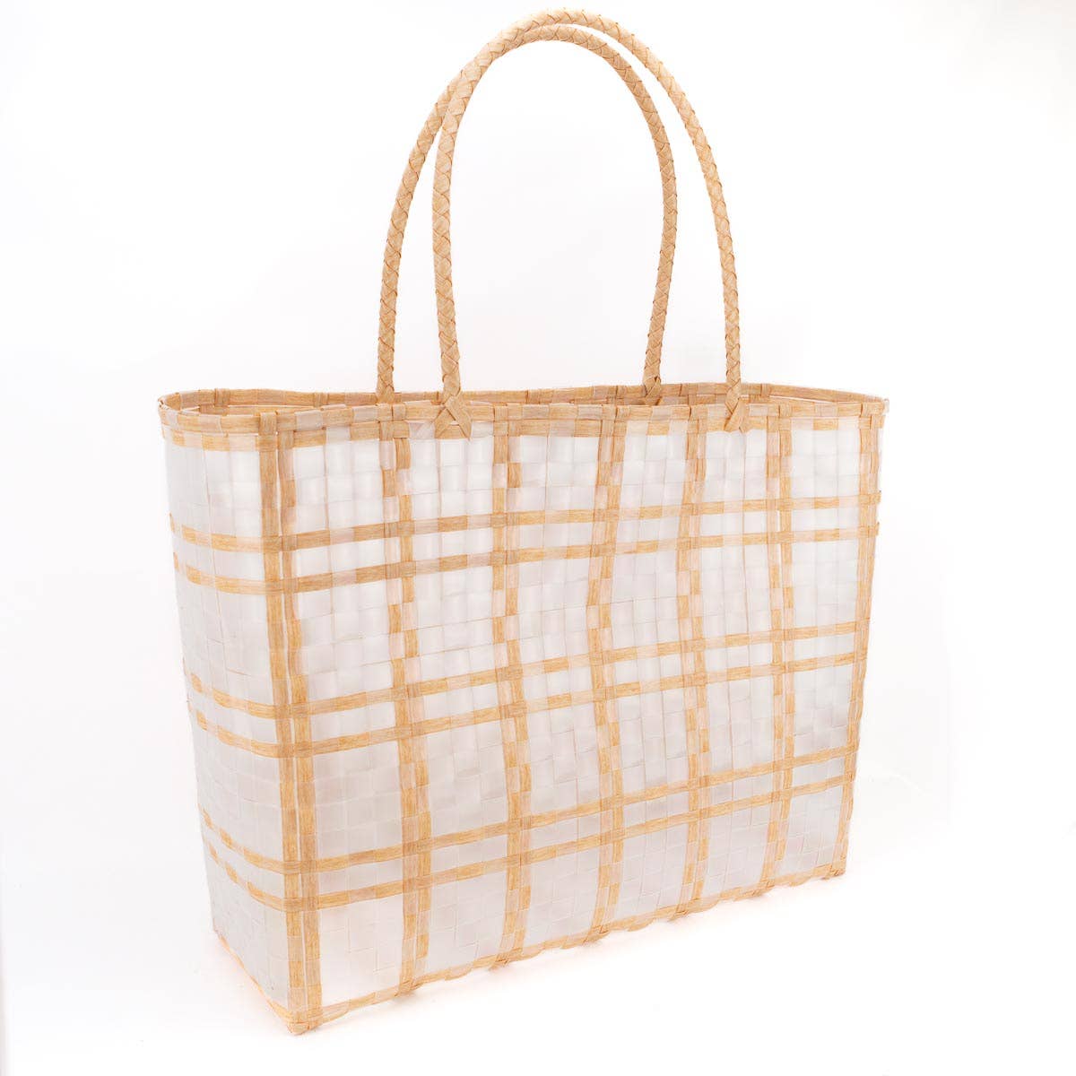 Keone Woven Beach Tote - Clear/Light Natural, 17x14x5