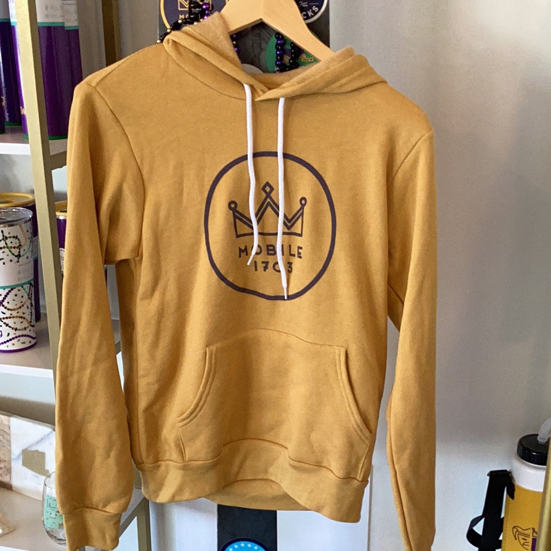 Mardi Gras Hoodie - Mobile 1703 Logo with Crown by Mobtown Merch