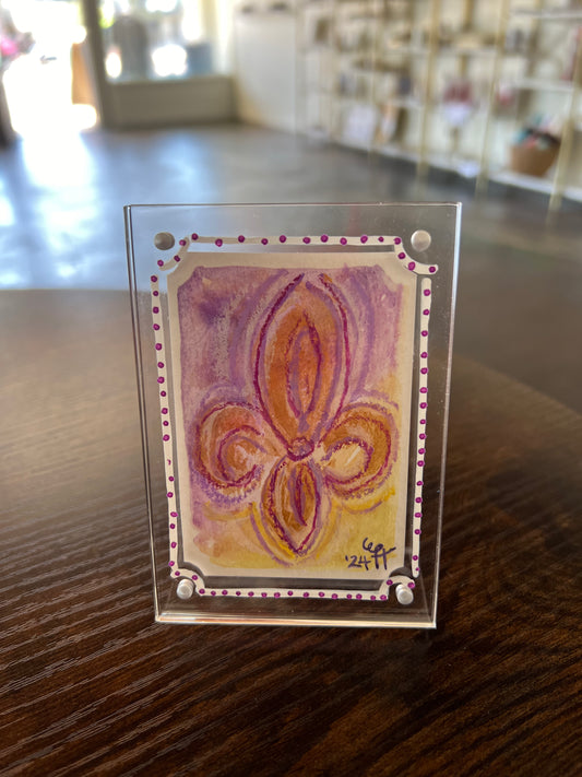 Mardi Gras Fleur de Lis Art - Southern Whit Designs, 4"x4"