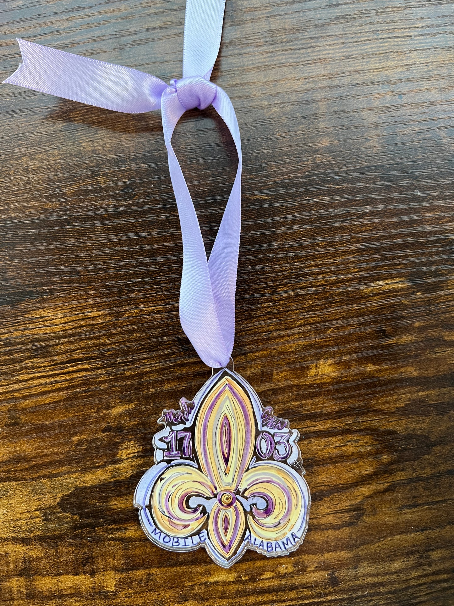 Mardi Gras Fleur de Lis Ornament - Southern Whit Designs