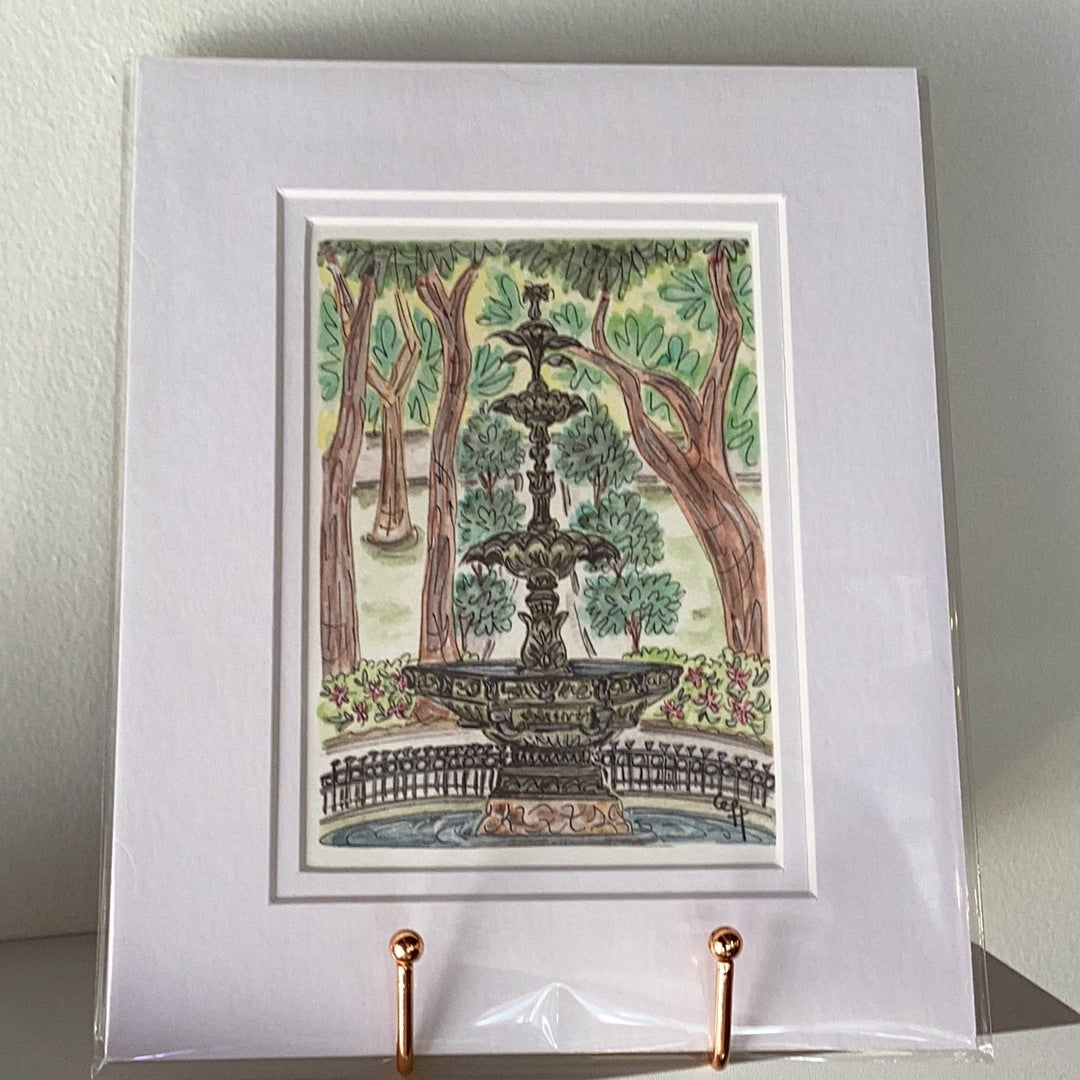 Fountain at Bienville Square Print - Southern Whit Designs, 8x10, Matted