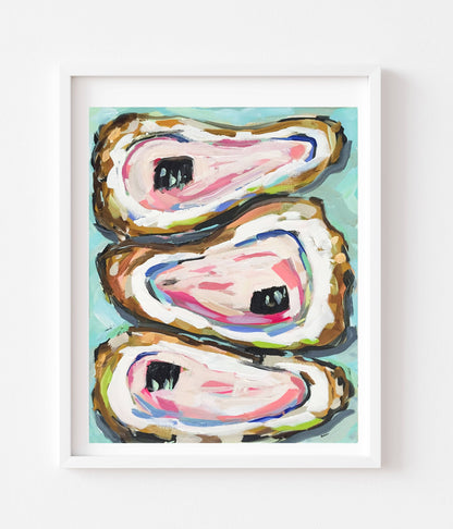 "Oysters on Aqua" Print by Maren Devine - 16" x 20"