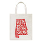 Alabama Tote Bag - Vintage Woodcut Design, Red