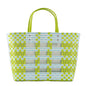 Kimberly Woven Beach Tote - Lime/Aruba Blue, 17x14x5